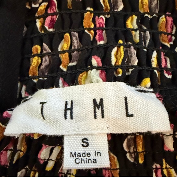 THML Black Geometric Smocked-Top Sleeveless Shift Dress Small - Picture 7 of 10